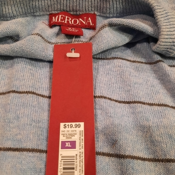 NWT Merona Striped V-Neck Sweater Size XL Men's - Picture 3 of 6